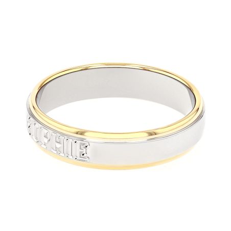 Bague mixte alliance EDORA OR 9 carats bicolore prénoms EDOH2014339