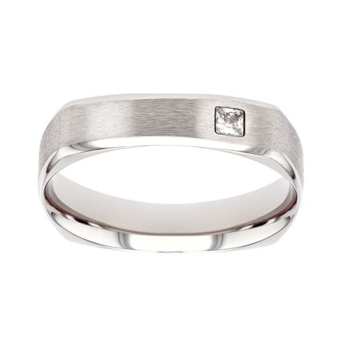Bague mixte alliance EDORA OR 9 carats blanc et diamant EDOH2735015