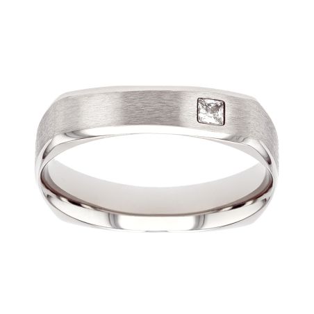 Bague mixte alliance edora or 9 carats blanc et diamant edoh2735015 – bagues de mariage