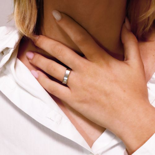 Bague mixte alliance EDORA OR 9 carats blanc et diamant EDOH2735015