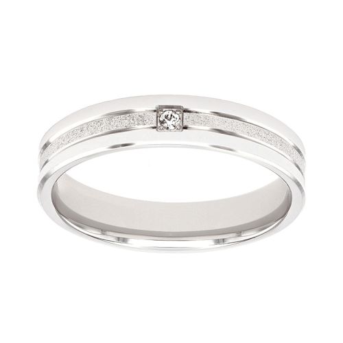 Bague mixte alliance EDORA OR 9 carats blanc et diamant EDOH2779015