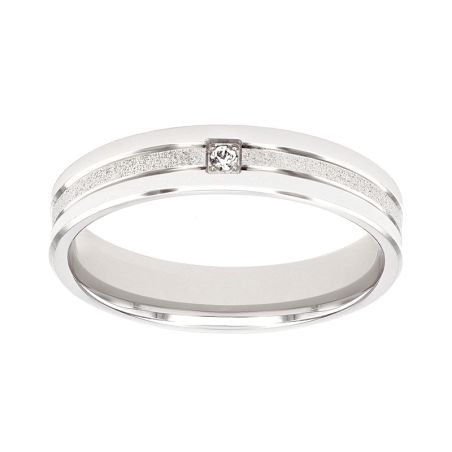 Bague mixte alliance edora or 9 carats blanc et diamant edoh2779015 – bagues de mariage