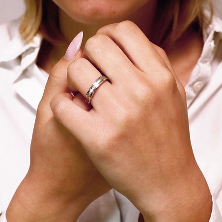 Bague mixte alliance EDORA OR 9 carats blanc et diamant EDOH2779015