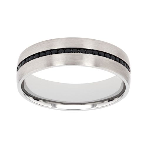 Bague mixte alliance EDORA OR 9 carats gris et diamants noirs EDOH3775005