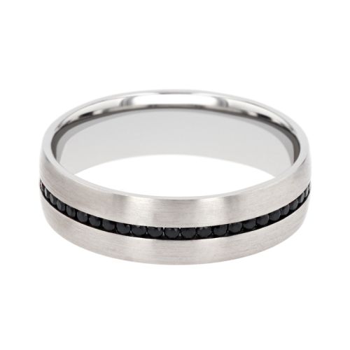 Bague mixte alliance EDORA OR 9 carats gris et diamants noirs EDOH3775005