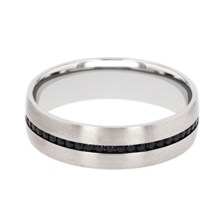 Bague mixte alliance EDORA OR 9 carats gris et diamants noirs EDOH3775005