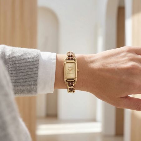 Montre Femme Coach Cadie acier doré et cuir marron 14504282