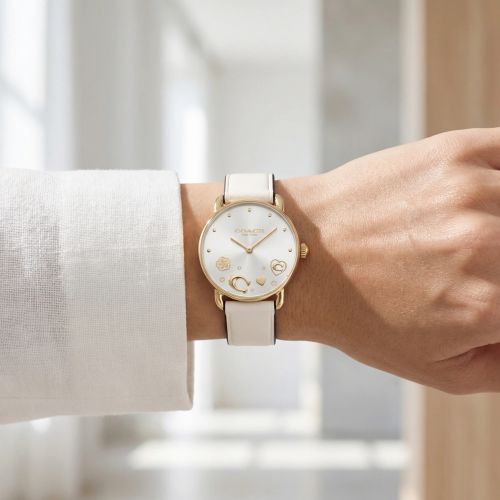 Montre Femme Coach Elliot cuir blanc 14504305