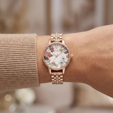 Montre Femme Olivia Burton Midi Rose Gold Sparkleacier acier doré rose OB16BF34