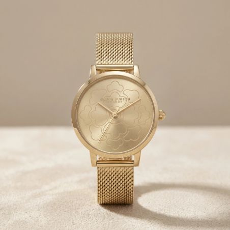 Montre femme olivia burton ultra slim florals acier doré 24000058 – analogiques