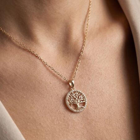 Collier femme arbre de vie edora vermeil jaune et oxydes edov670028zb – colliers vermeil