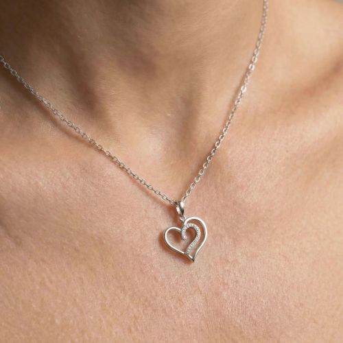 Collier Femme Coeurs ARGENT 925/1000 et Oxydes