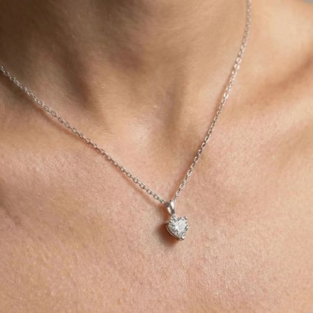 Collier Femme Solitaire ARGENT 925/1000 et Oxyde