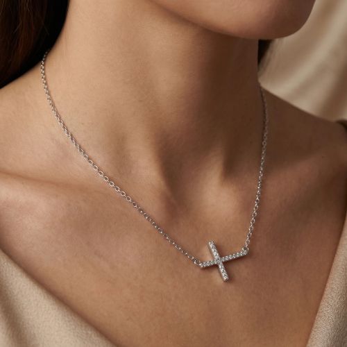 Collier Femme EDORA ARGENT 925/1000 Croix et Oxydes 70700976
