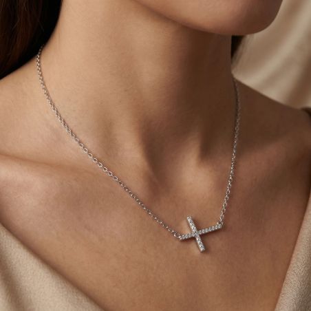 Collier femme edora argent 925/1000 croix et oxydes 70700976 – colliers femme