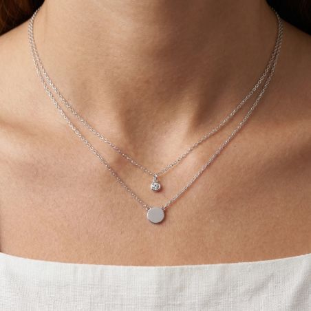 collier femme double edora argent 925/1000 et oxydes