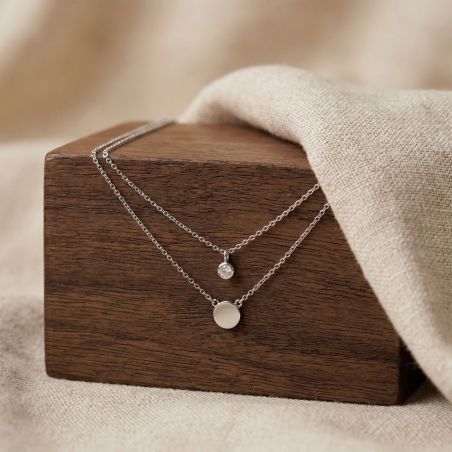 Collier femme double edora argent 925/1000 et oxydes – colliers femme
