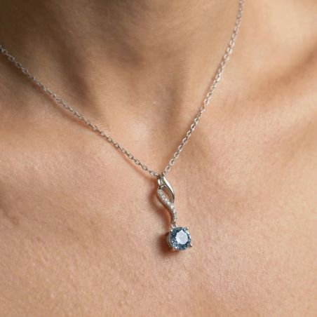 Collier femme solitaire argent 925/1000 et spinelle bleue – tous nos colliers femme