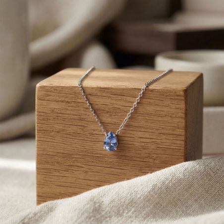 Collier femme goutte argent 925/1000 et spinelle bleue – tous nos colliers femme