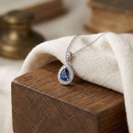 Collier femme goutte argent 925/1000 et spinelle bleue – tous nos colliers femme