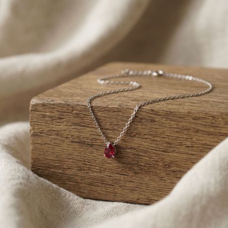 Collier femme solitaire argent 925/1000 et spinelle rouge – tous nos colliers femme
