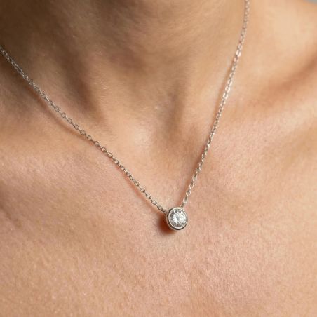 Collier Femme Solitaire ARGENT 925/1000 et Oxyde