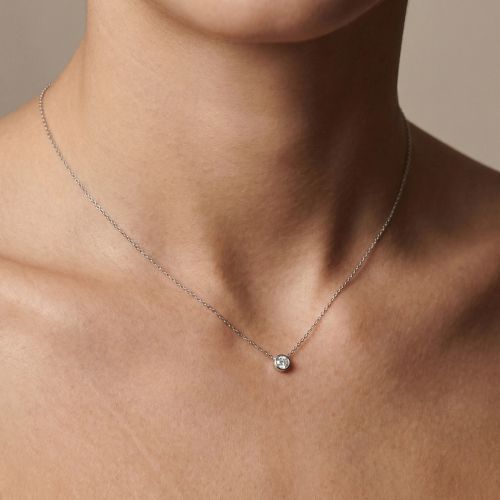 Collier Femme Solitaire ARGENT 925/1000 et Oxyde