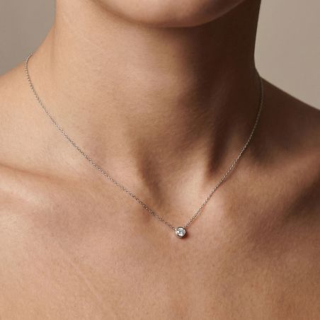 Collier Femme Solitaire ARGENT 925/1000 et Oxyde