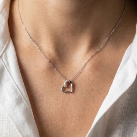 Collier Femme Coeur EDORA ARGENT 925/1000 et Oxydes