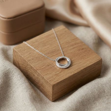 Collier femme cercles entrelacés edora argent 925/1000 et oxydes – colliers femme