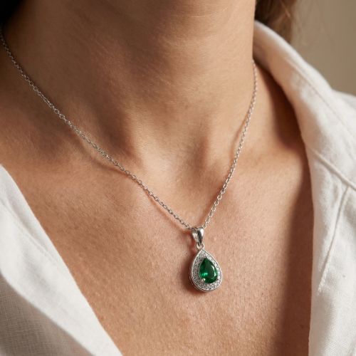 Collier Femme EDORA Argent Spinelle Verte