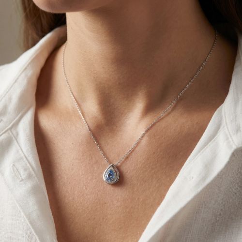 Collier Femme Goutte ARGENT 925/1000 et Spinelle Bleue EDO70700659
