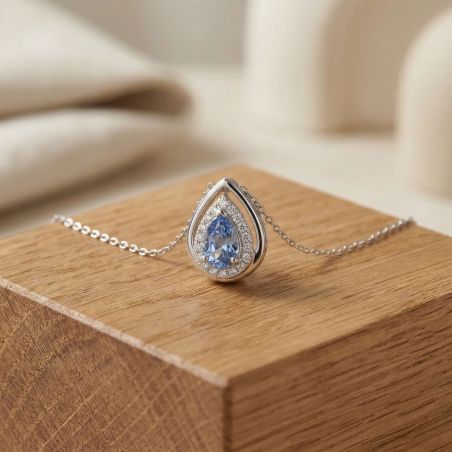 Collier femme goutte argent 925/1000 et spinelle bleue edo70700659 – tous nos colliers femme