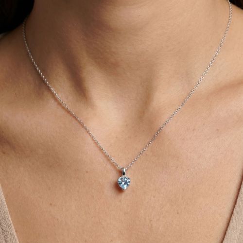 Collier Femme Coeur ARGENT 925/1000 et Spinelle Bleue