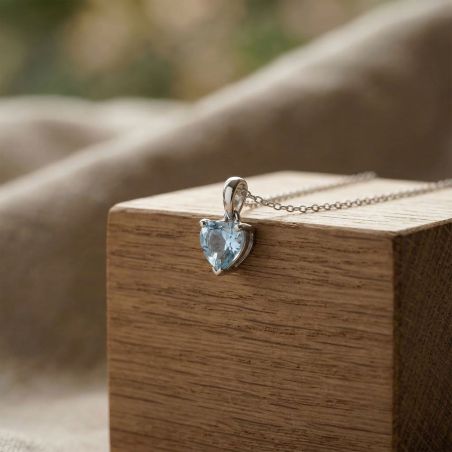 Collier femme coeur argent 925/1000 et spinelle bleue – tous nos colliers femme