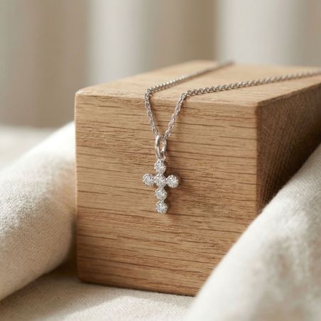 Collier femme croix edora argent 925/1000 argenté et oxydes 60700028 – colliers femme