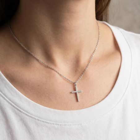 Collier Femme Croix EDORA ARGENT 925/1000 Argenté et Oxydes 60700021