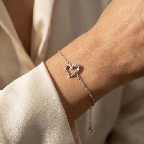 Bracelet Femme coeur EDORA ARGENT 925/1000 et Oxydes