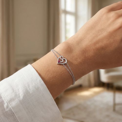 Bracelet Femme Coeur EDORA ARGENT 925/1000 et spinelle