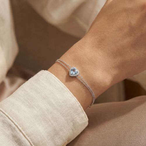 Bracelet Femme coeur EDORA ARGENT 925/1000 et spinelle bleue
