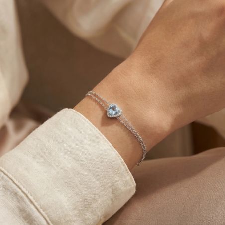Bracelet Femme coeur EDORA ARGENT 925/1000 et spinelle bleue