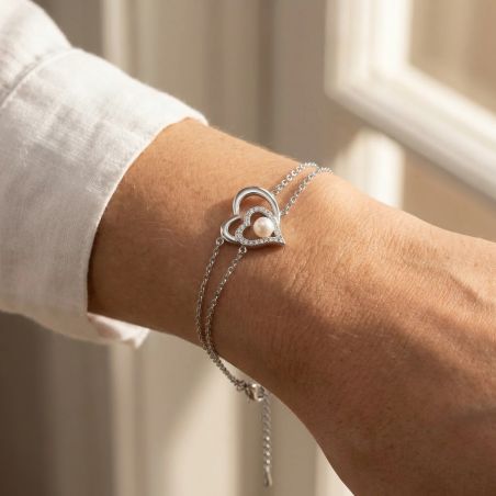 Bracelet Femme coeurs EDORA ARGENT 925/1000 et perle