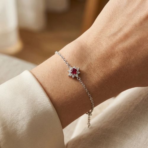 Bracelet femme fleur EDORA argent et oxydes EDO70300376