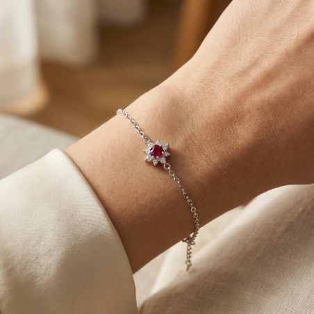 Bracelet femme fleur EDORA argent et oxydes EDO70300376