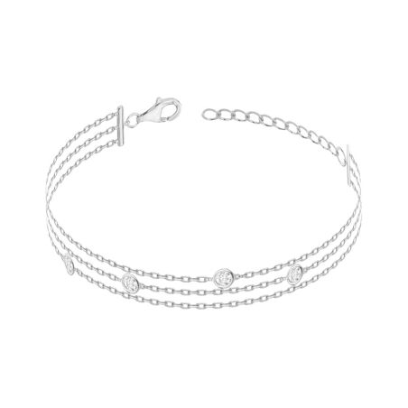 Bracelet femme triple chaîne edora argent et oxydes edo70300355 – bracelet argent femme