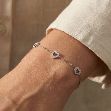 Bracelet Femme Coeurs EDORA ARGENT 925/1000 et oxydes