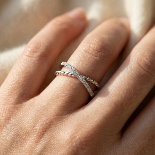 Bague Femme Croisée EDORA Argent et Oxydes EDO70100933