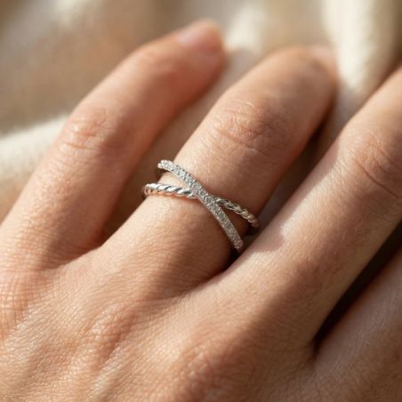 Bague Femme Croisée EDORA Argent et Oxydes EDO70100933
