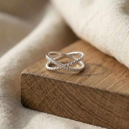 Bague femme croisée edora argent et oxydes edo70100933 – bagues femme