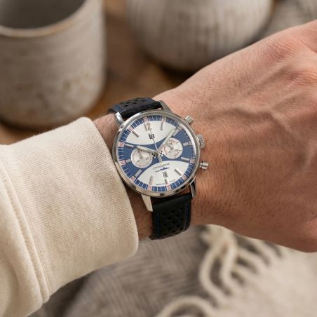 Montre Homme Chrongraphe Lip Rallye 39 mm Chrono Méca-Quartz Cuir Noir 670051